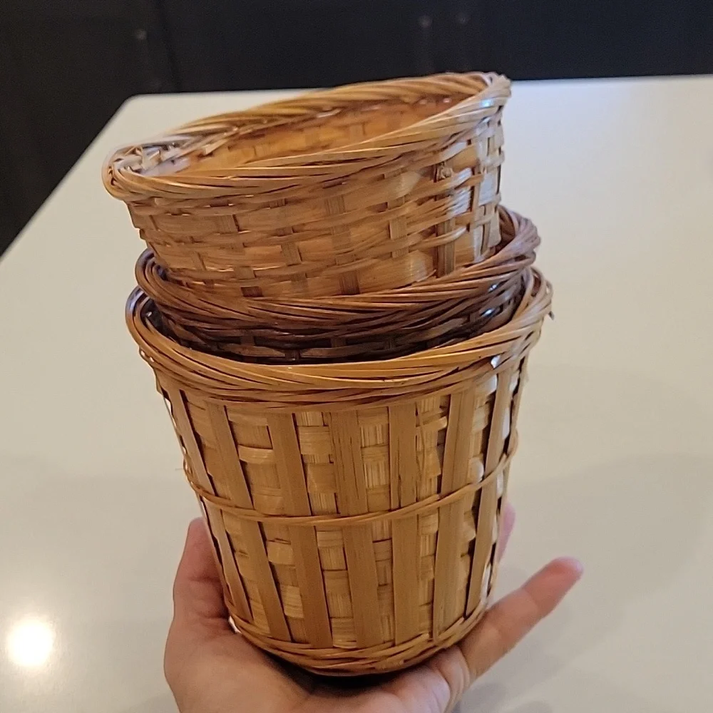 Handcrafted Vintage Woven Basket Trio Brown